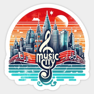 Retro Music City Sticker